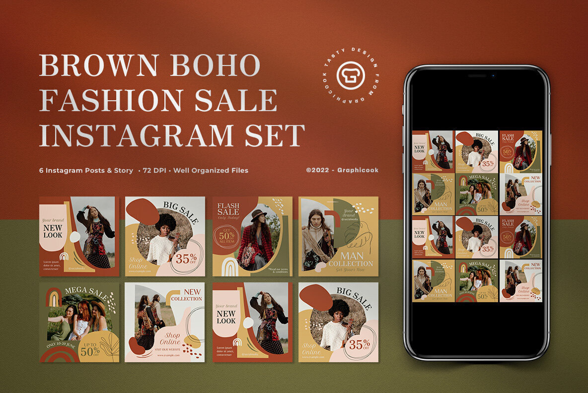 Brown Boho Fashion Sale Instagram Pack 1