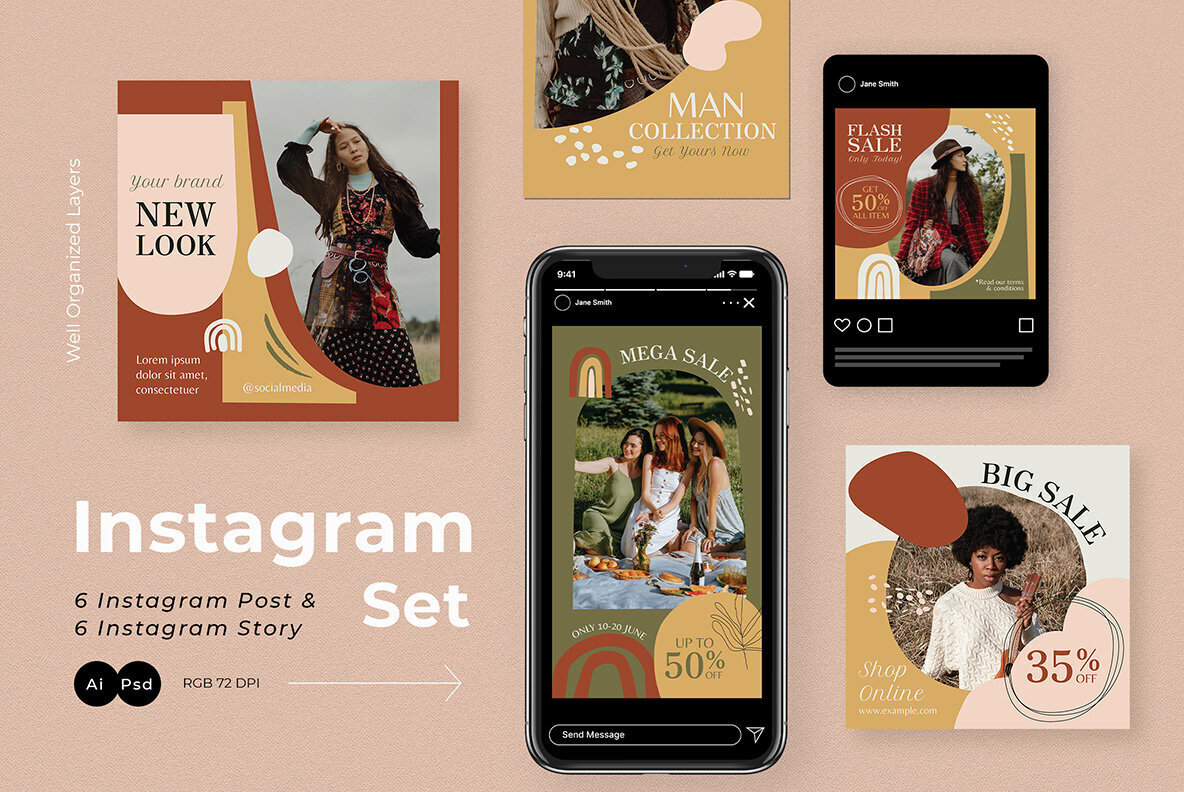 Brown Boho Fashion Sale Instagram Pack 2