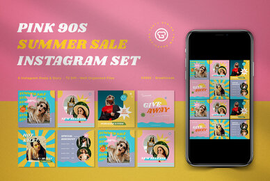 Pink 90s Summer Sale Instagram Pack