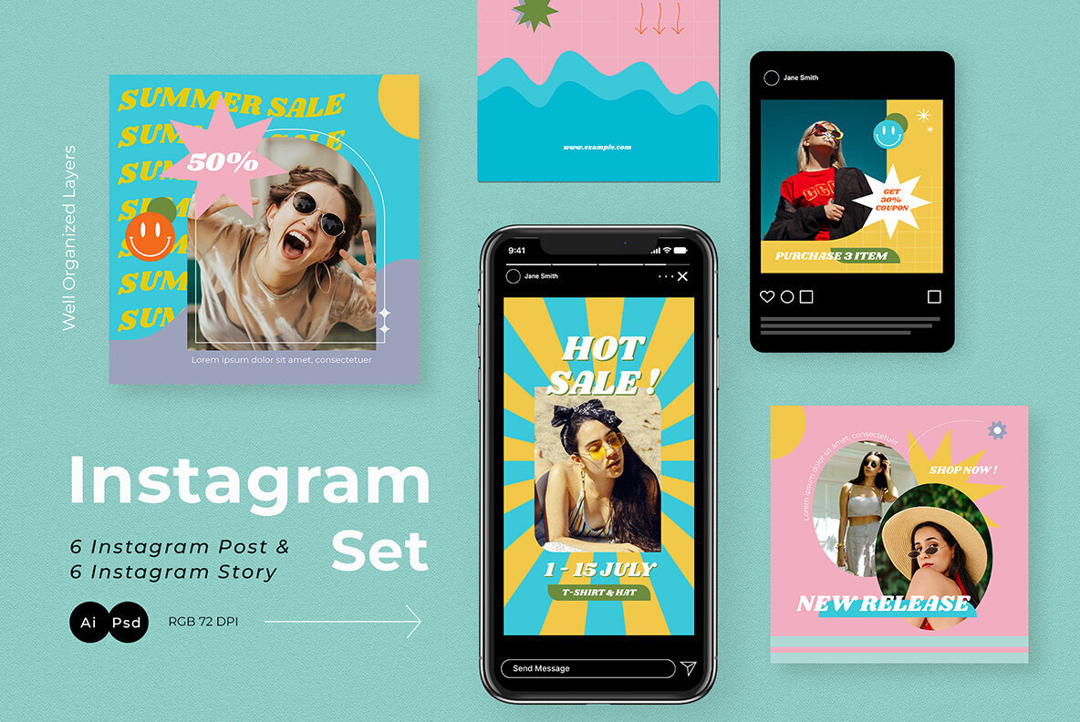 Pink 90s Summer Sale Instagram Pack 2