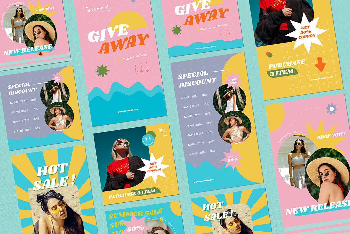 Pink 90s Summer Sale Instagram Pack 3