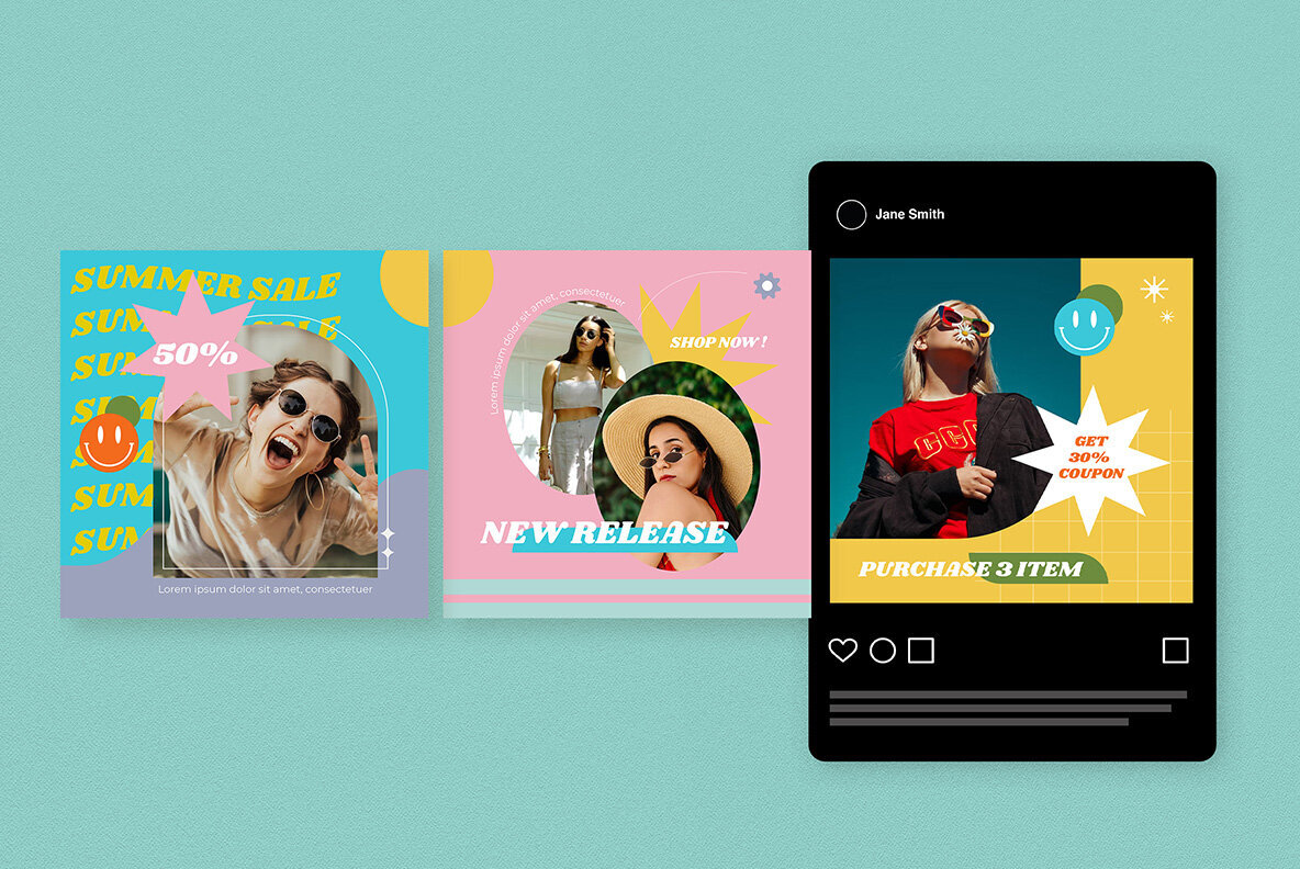 Pink 90s Summer Sale Instagram Pack 4