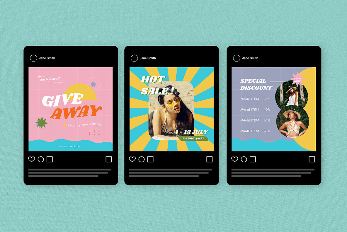 Pink 90s Summer Sale Instagram Pack 5