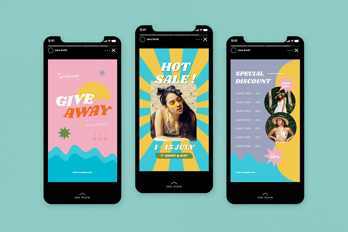 Pink 90s Summer Sale Instagram Pack 7