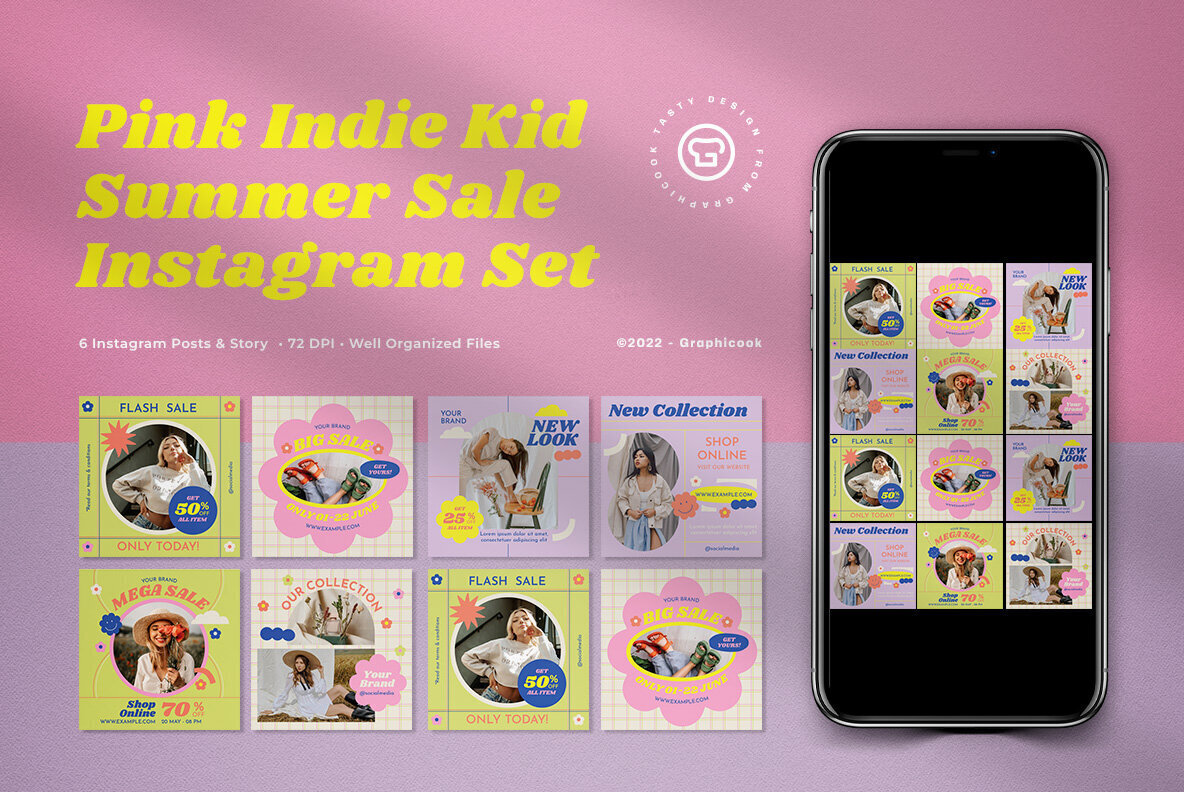 Pink Indie Kid Summer Sale Instagram Pack 1