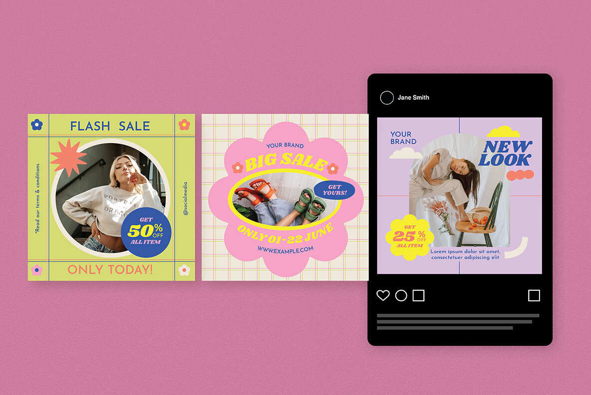 Pink Indie Kid Summer Sale Instagram Pack 4