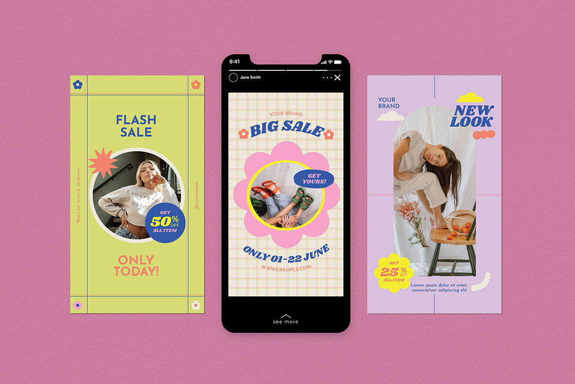 Pink Indie Kid Summer Sale Instagram Pack 6