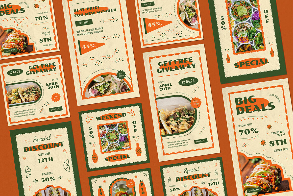 Green Retro Mexico Food Instagram Pack 3