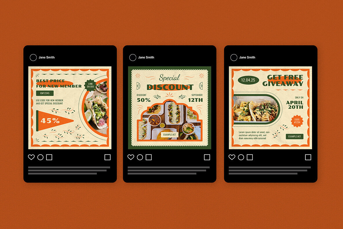 Green Retro Mexico Food Instagram Pack 5