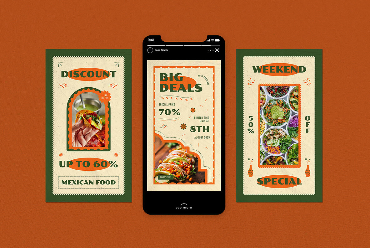 Green Retro Mexico Food Instagram Pack 6