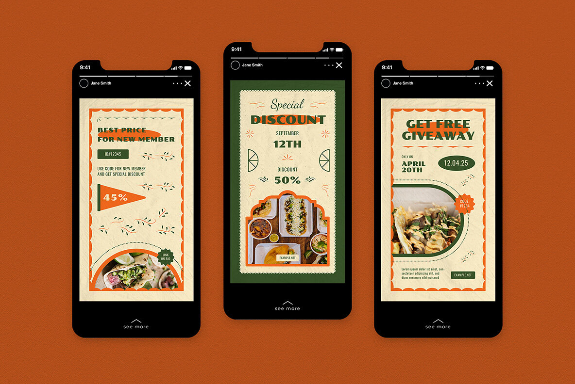 Green Retro Mexico Food Instagram Pack 7