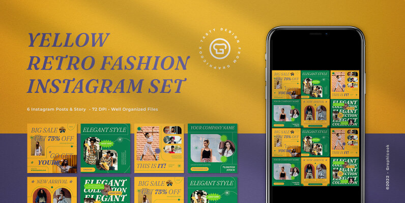 Yellow Retro Fashion Instagram Pack