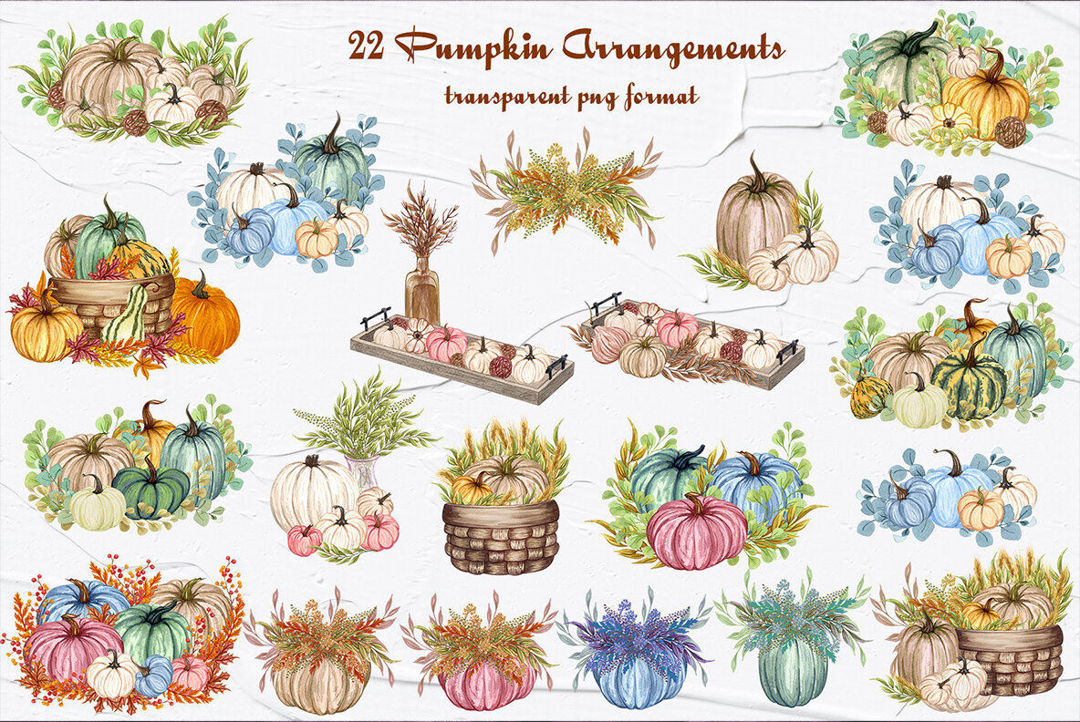 Amazing Pumpkins Watercolor Clipart 5