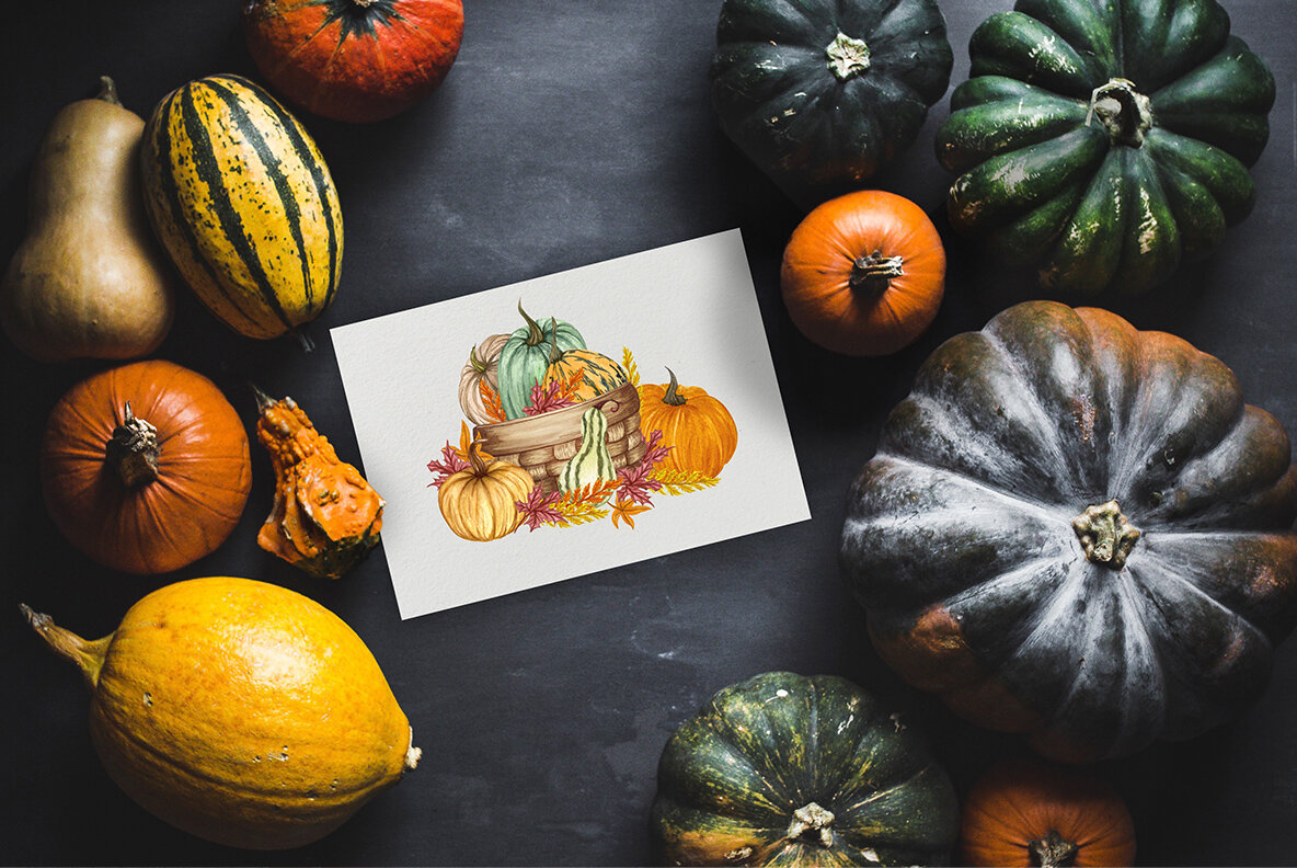 Amazing Pumpkins Watercolor Clipart 6