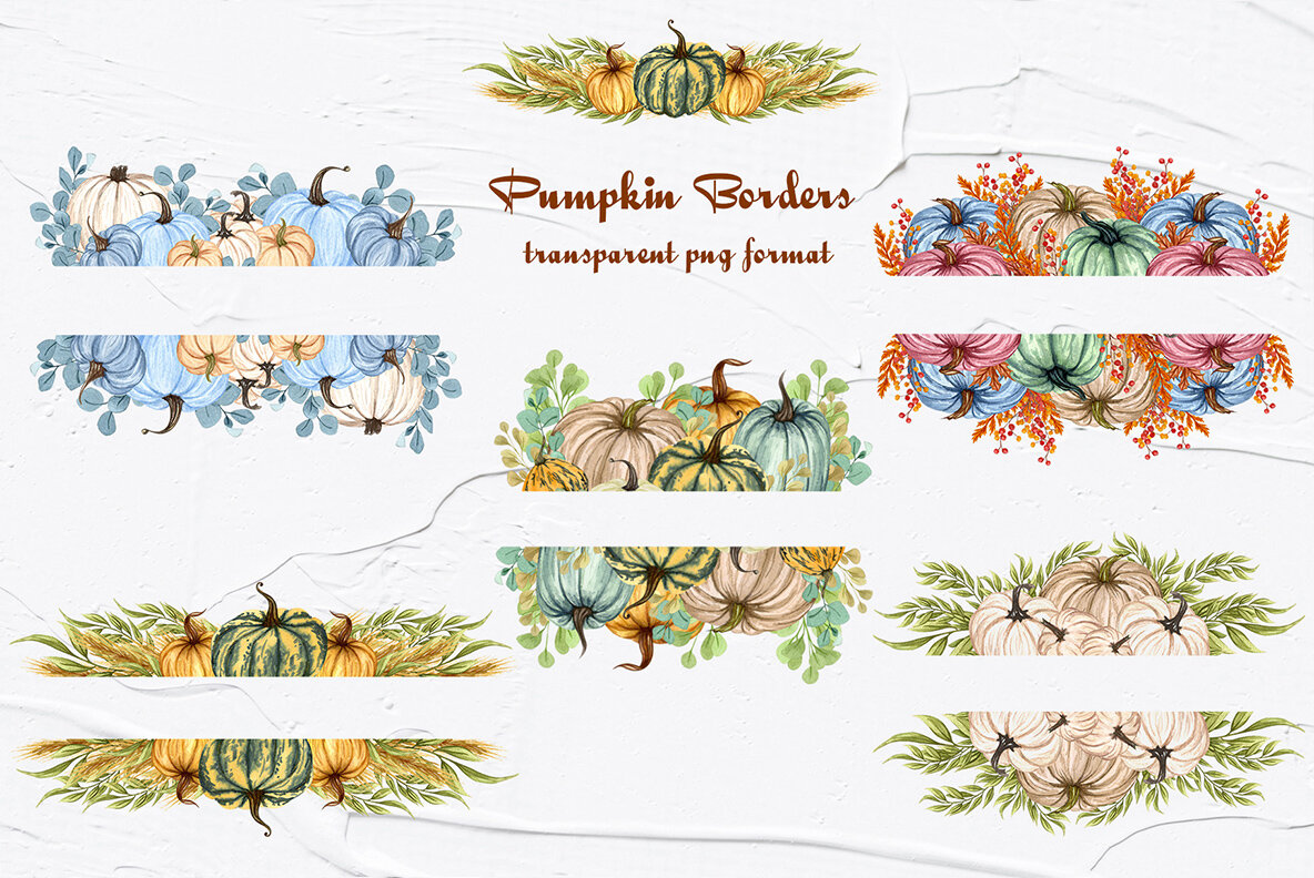 Amazing Pumpkins Watercolor Clipart 7
