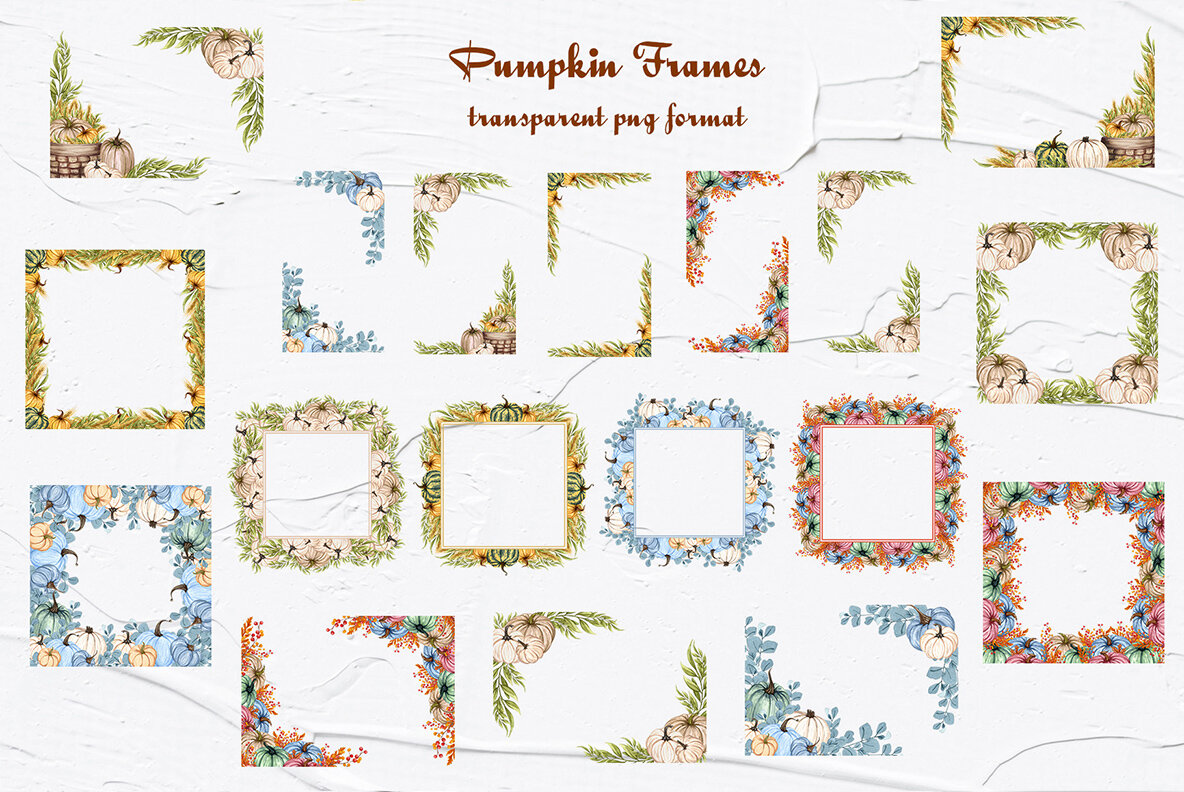 Amazing Pumpkins Watercolor Clipart 9