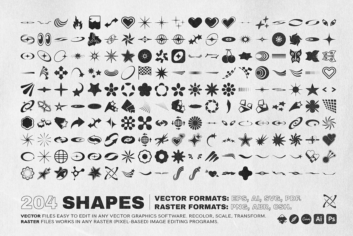 Y2K 240 Shapes Badges Graphic Styles 2