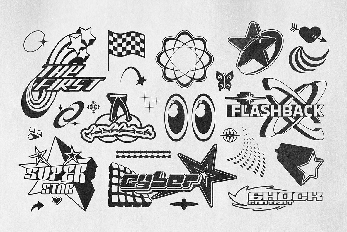 Y2K 240 Shapes Badges Graphic Styles 10