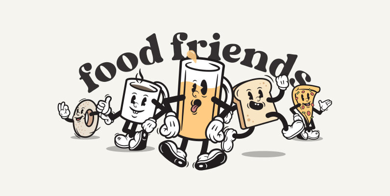 Food Friends Vintage Logos   Mascots