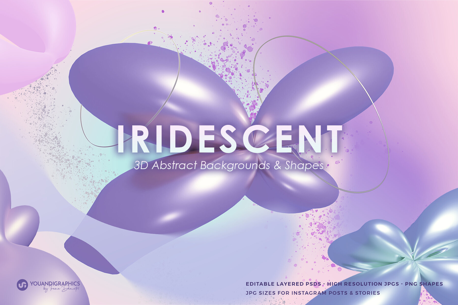 Iridescent 3D Abstract Backgrounds