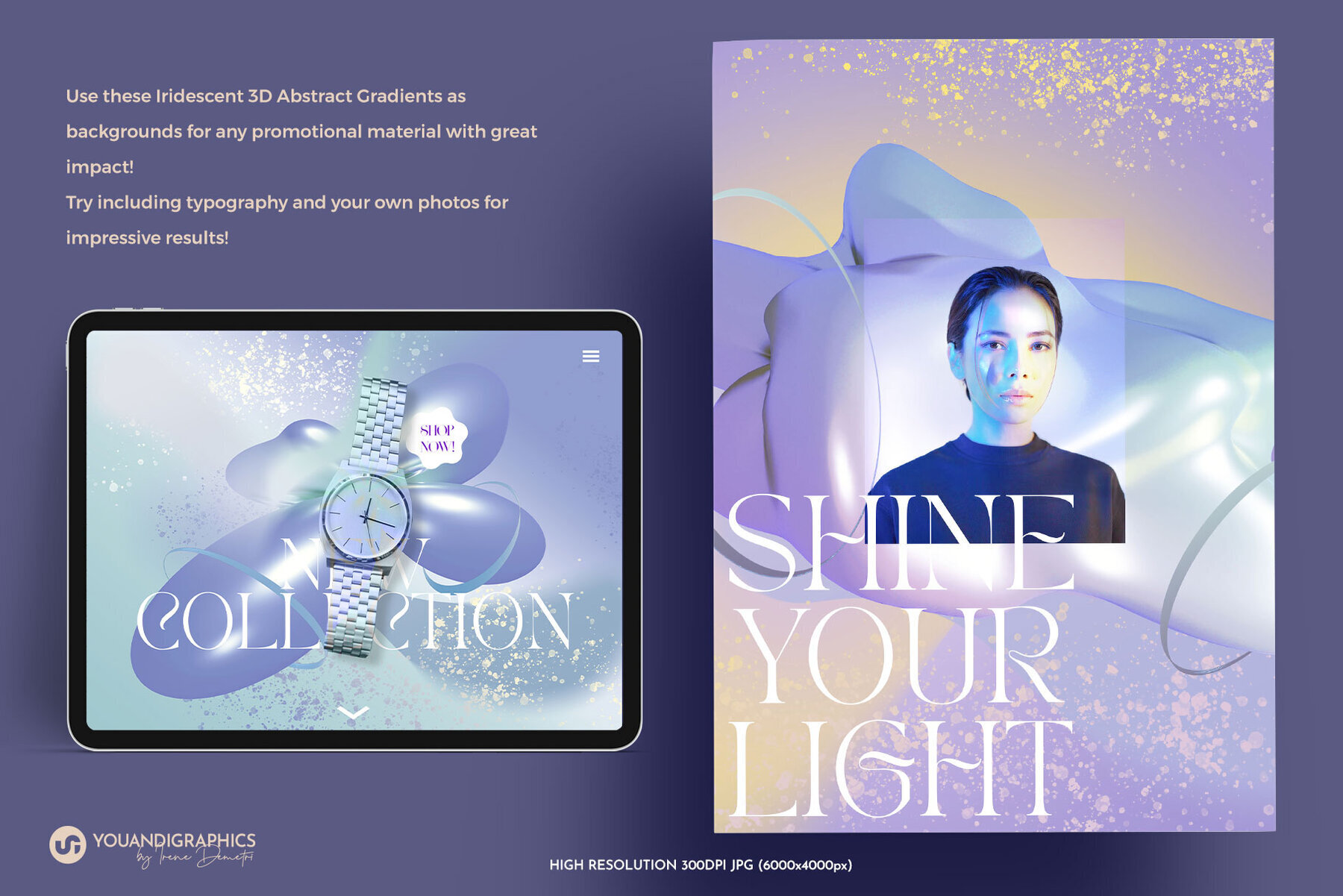 Iridescent 3D Abstract Backgrounds 3