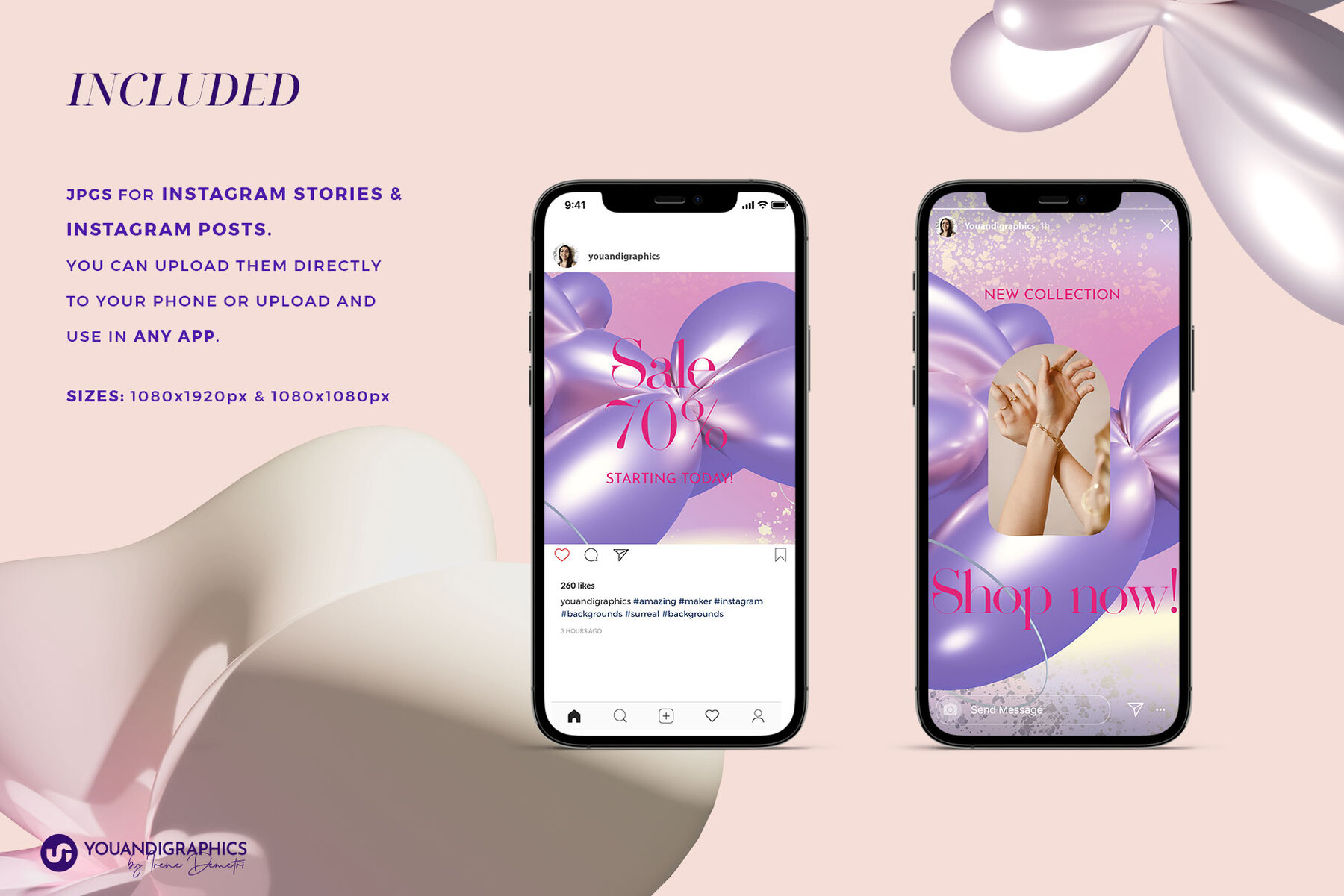 Iridescent 3D Abstract Backgrounds 7