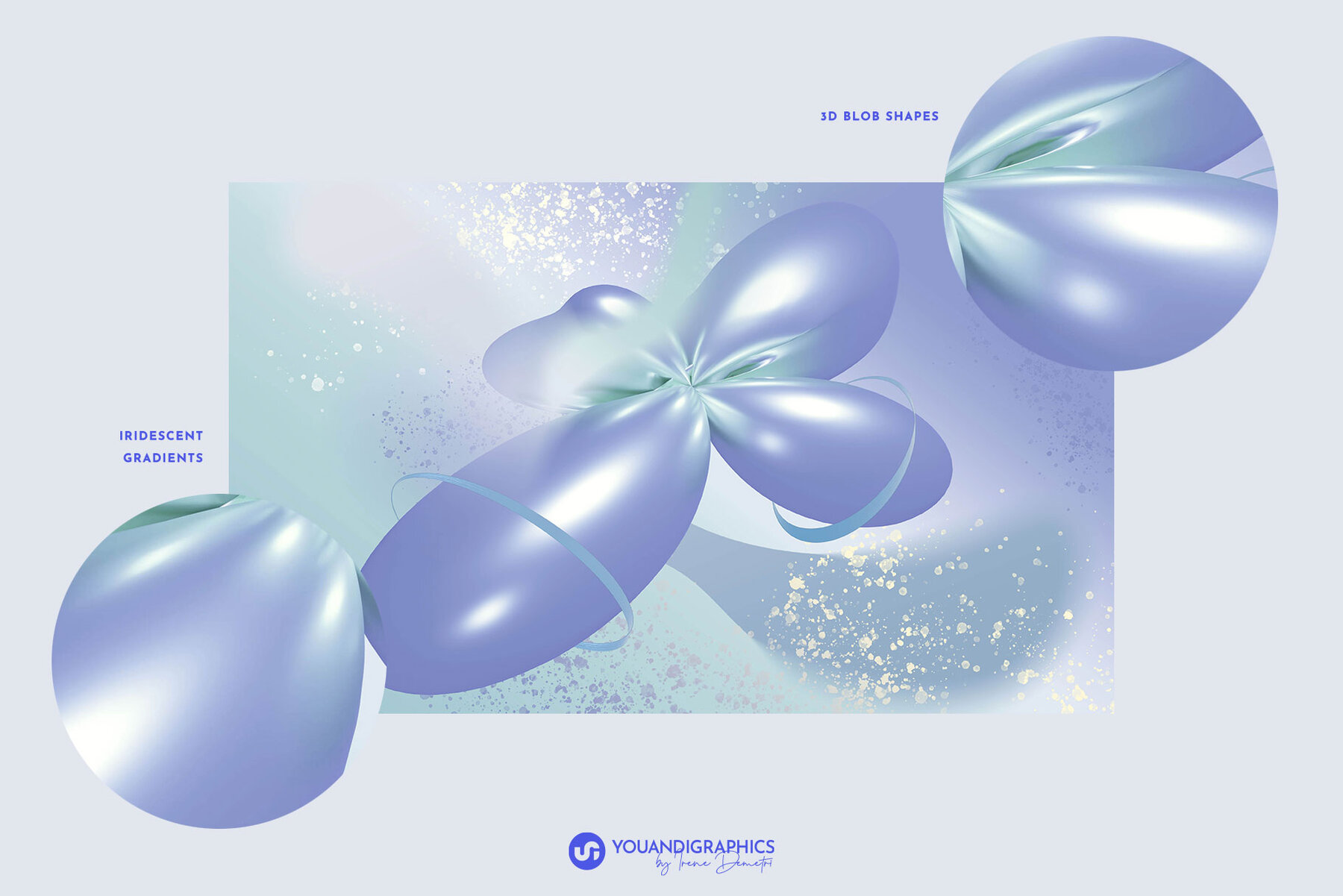 Iridescent 3D Abstract Backgrounds 8