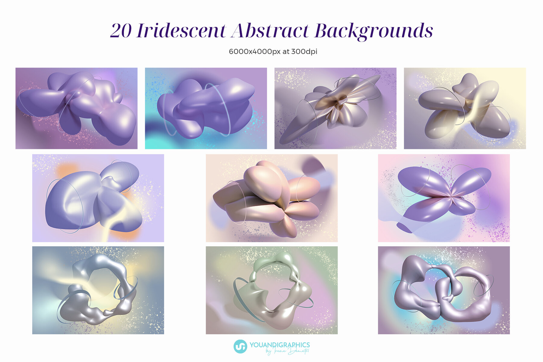 Iridescent 3D Abstract Backgrounds 12