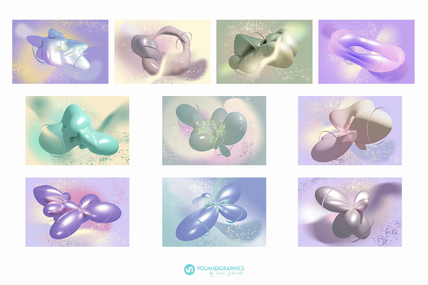 Iridescent 3D Abstract Backgrounds 13