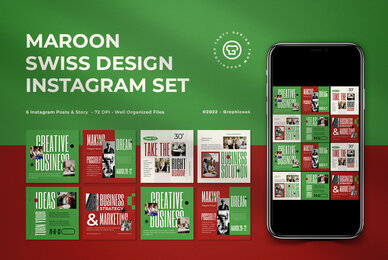 Maroon Swiss Design Creative Agency Instagram Pack
