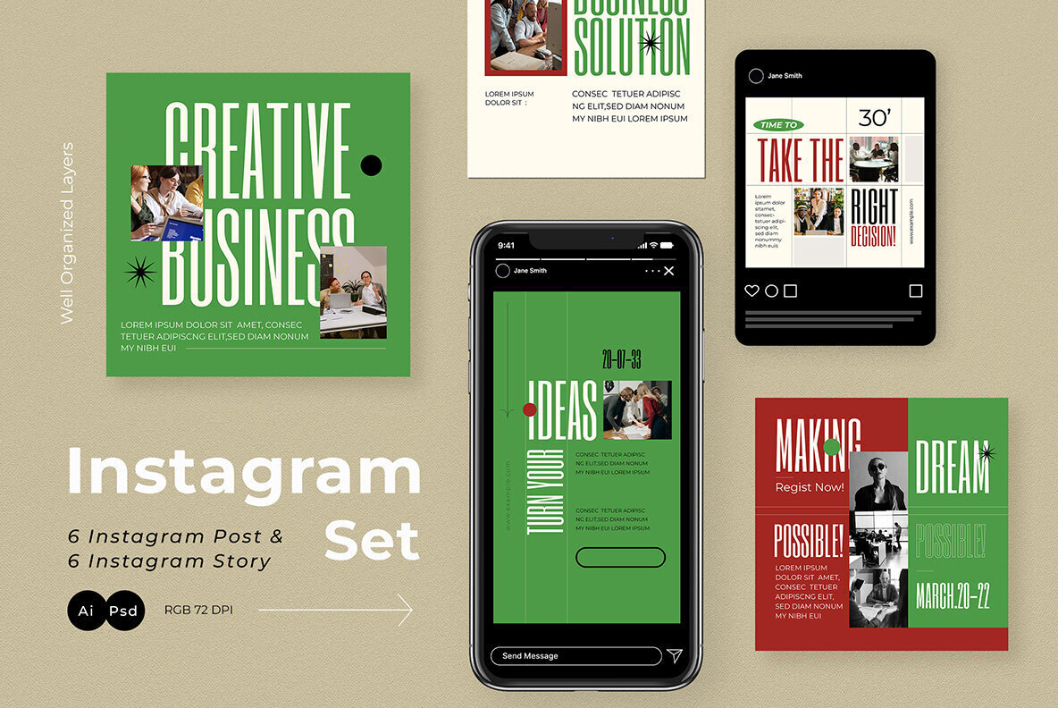 Maroon Swiss Design Creative Agency Instagram Pack 2