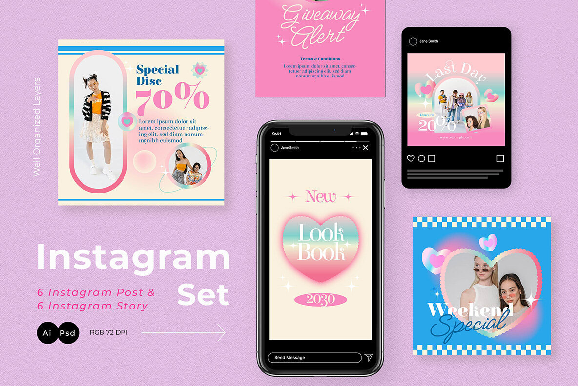 Pink Y2K Aesthetic Fashion Instagram Pack 2