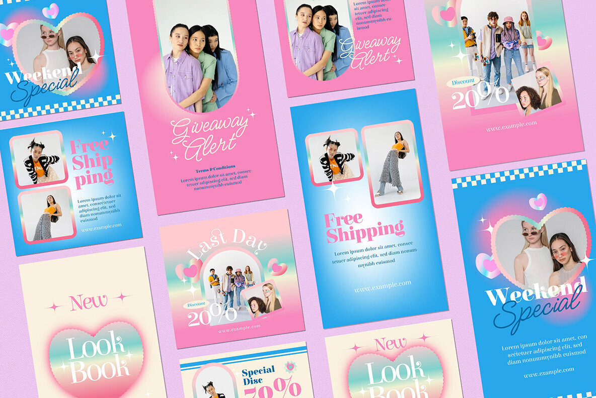 Pink Y2K Aesthetic Fashion Instagram Pack 3