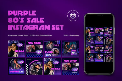 Purple 80s Sale Instagram Pack