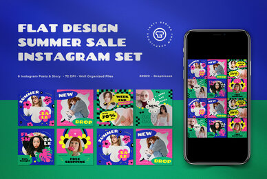 Yellow Flat Design Summer Sale Instagram Pack