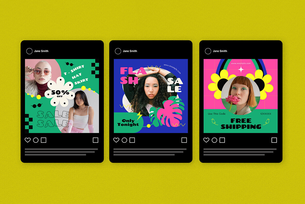 Yellow Flat Design Summer Sale Instagram Pack 5