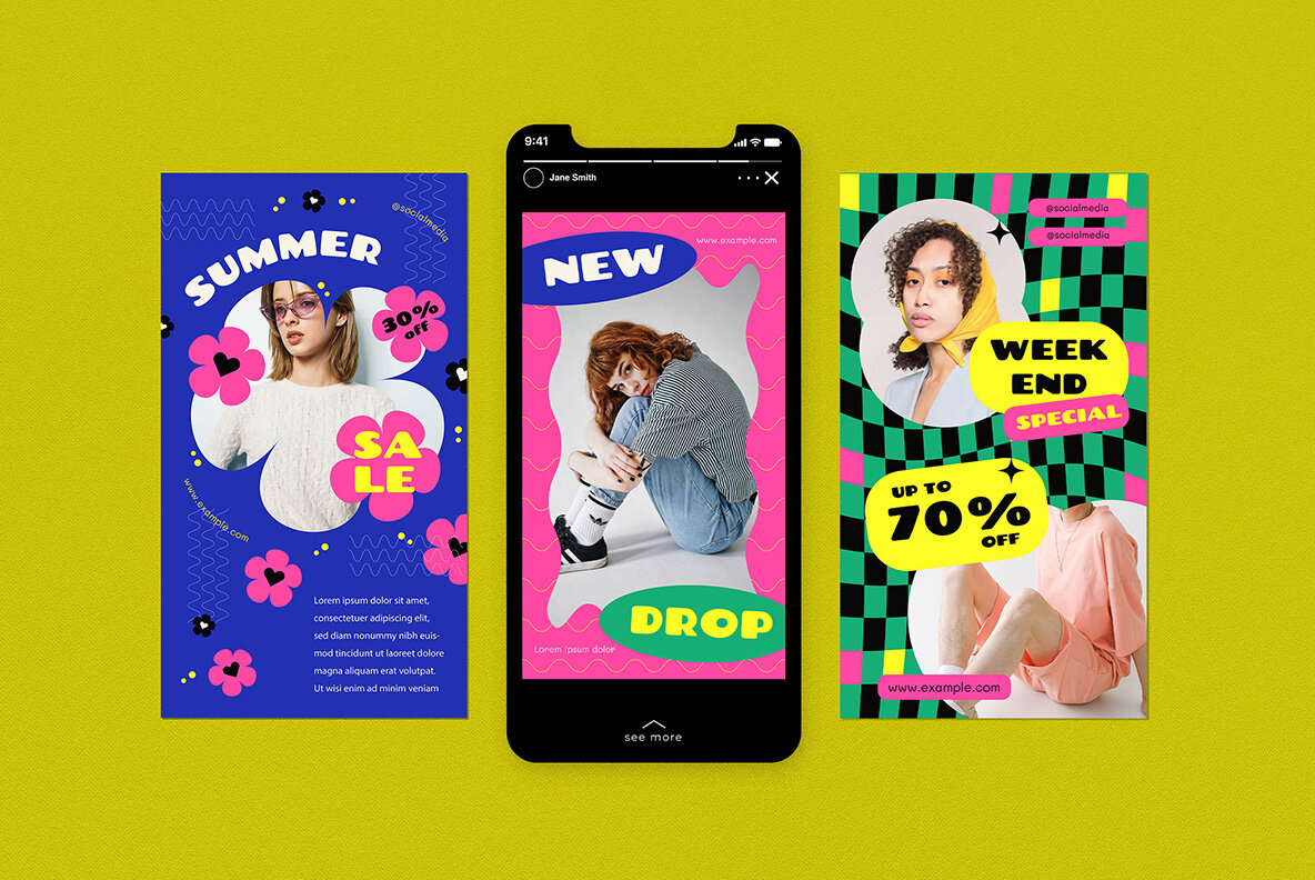 Yellow Flat Design Summer Sale Instagram Pack 6