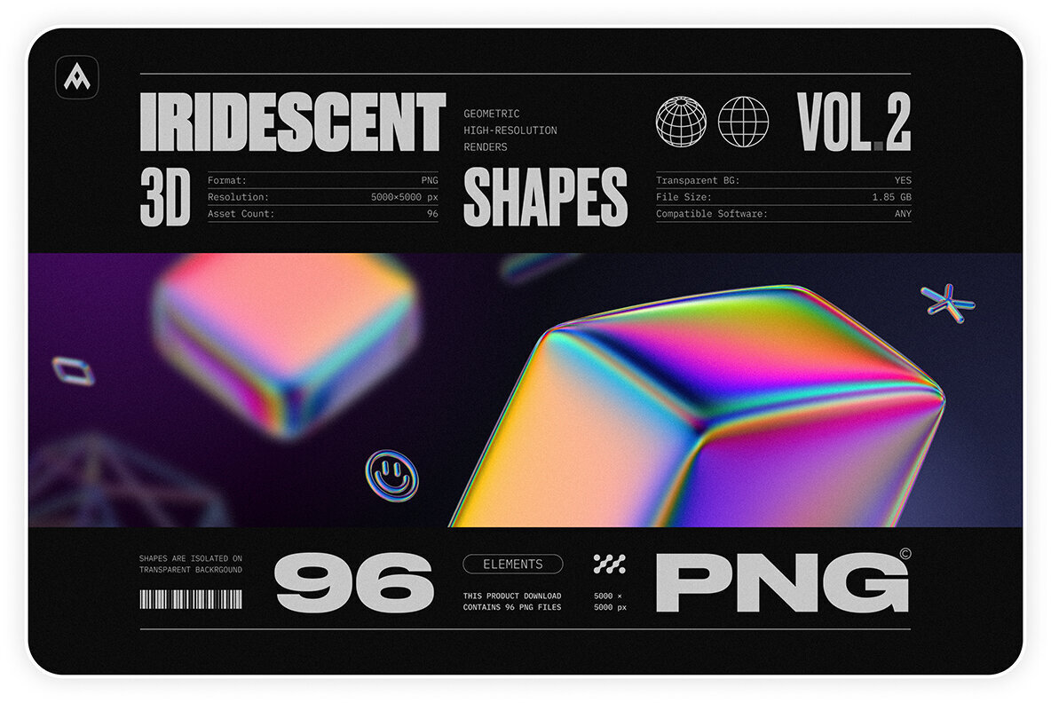 Iridescent Geometric 3D Shapes Pack Vol 2 1