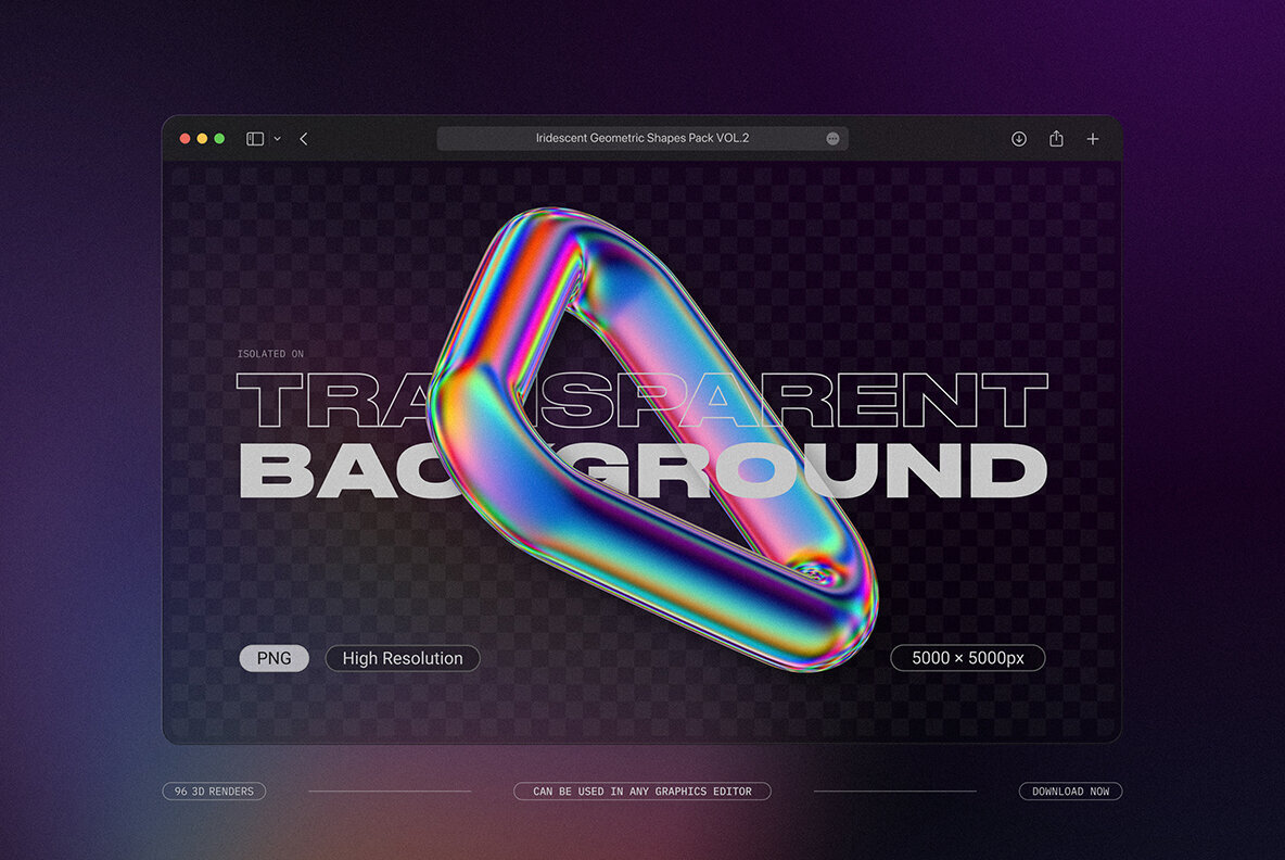 Iridescent Geometric 3D Shapes Pack Vol 2 2