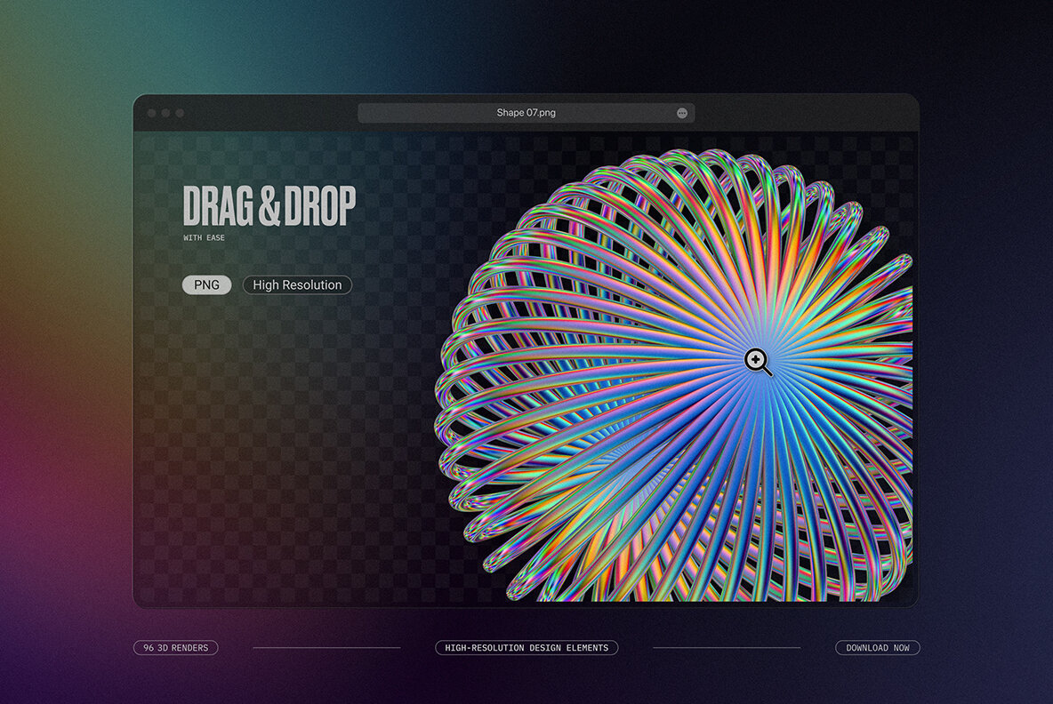 Iridescent Geometric 3D Shapes Pack Vol 2 12