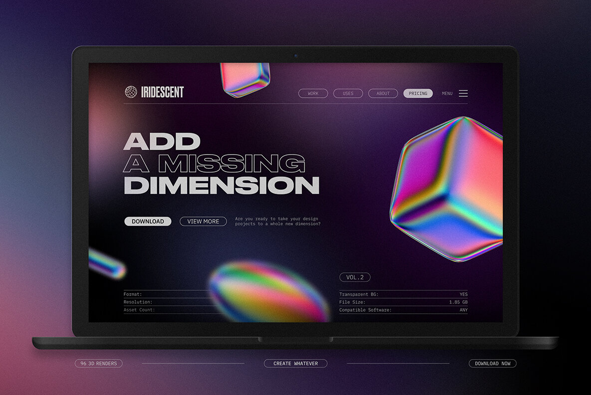 Iridescent Geometric 3D Shapes Pack Vol 2 22