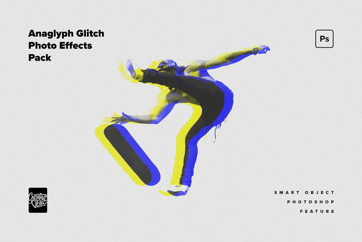 Anaglyph Glitch Photo Effects Pack 5
