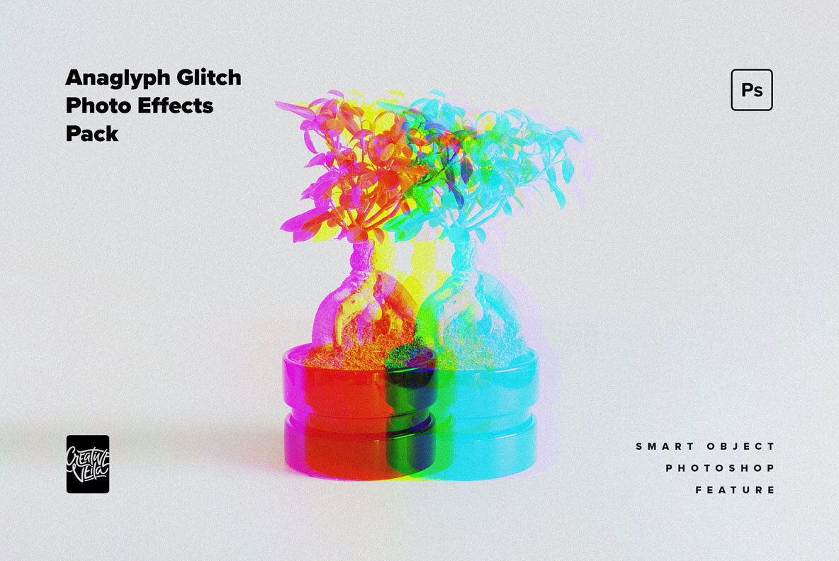 Anaglyph Glitch Photo Effects Pack 6