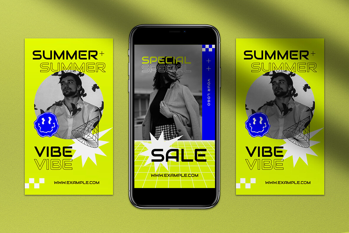 Blue Yellow Geometric Gym Instagram Pack 6