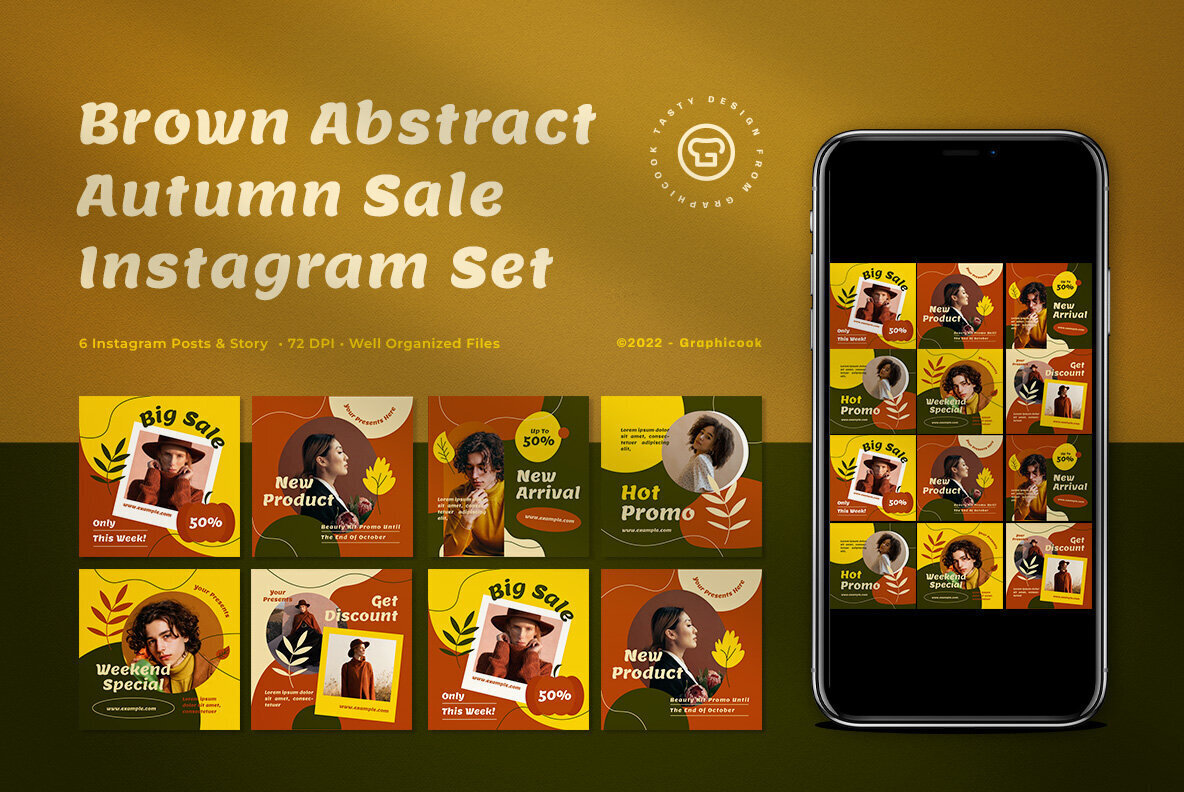 Brown Abstract Autumn Sale Instagram Pack 1