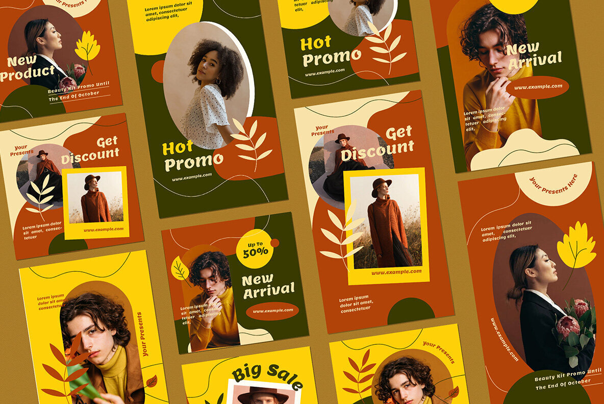 Brown Abstract Autumn Sale Instagram Pack 3