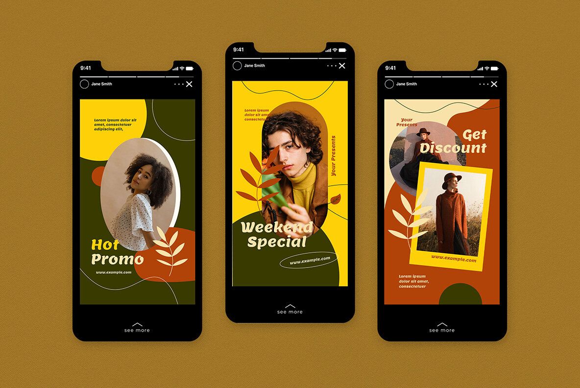 Brown Abstract Autumn Sale Instagram Pack 7