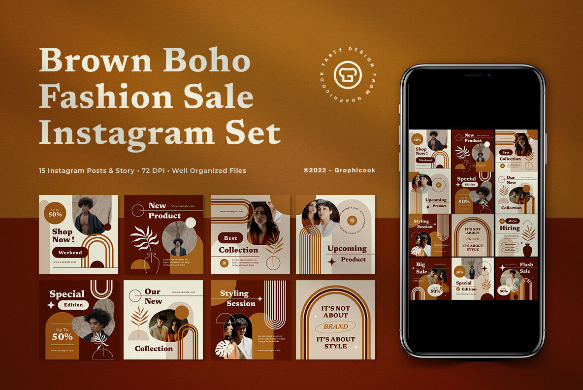 Brown Boho Fashion Sale Instagram Pack 1