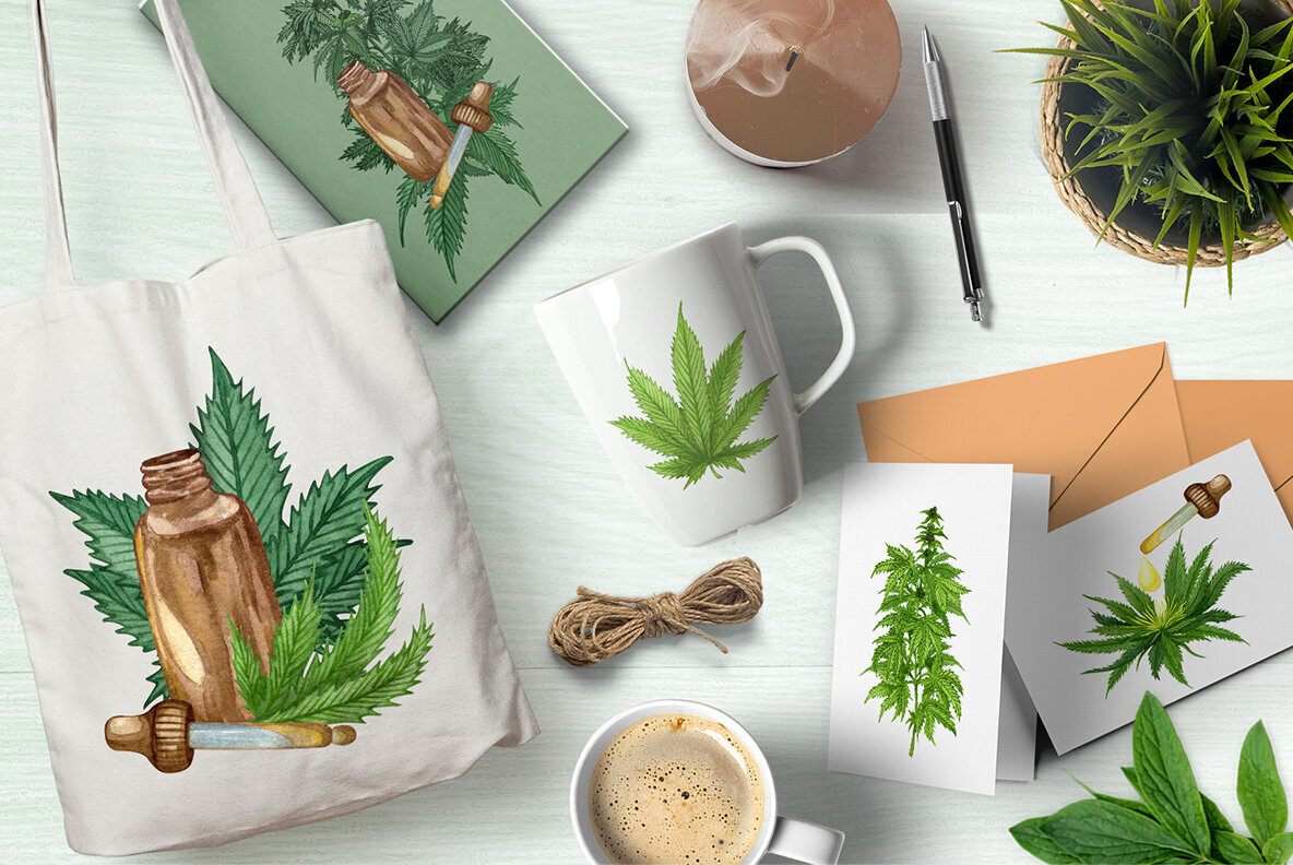 Cannabis Watercolor Set 3