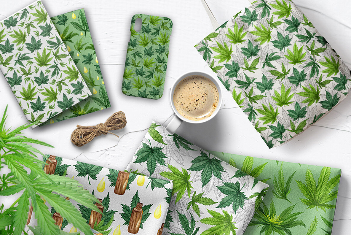 Cannabis Watercolor Set 9